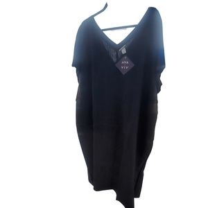 Ava & Viv Women's Black Plus Size Dolman Short Sleeve Dress Size 3X.